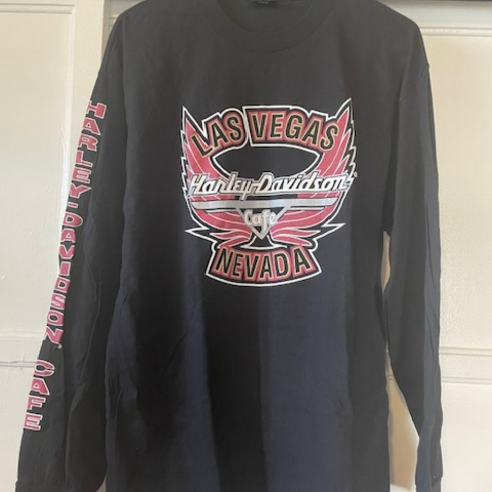Harley Davidson Men's Long Sleeve Black XL Nevada Moto Elevated Basic Streetwear
